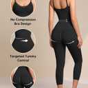Women Open Bust Bodysuit Seamless Tummy Control Full Body Shaper Shapewear Capri Butt Lifter Thigh Slimmer, Size S