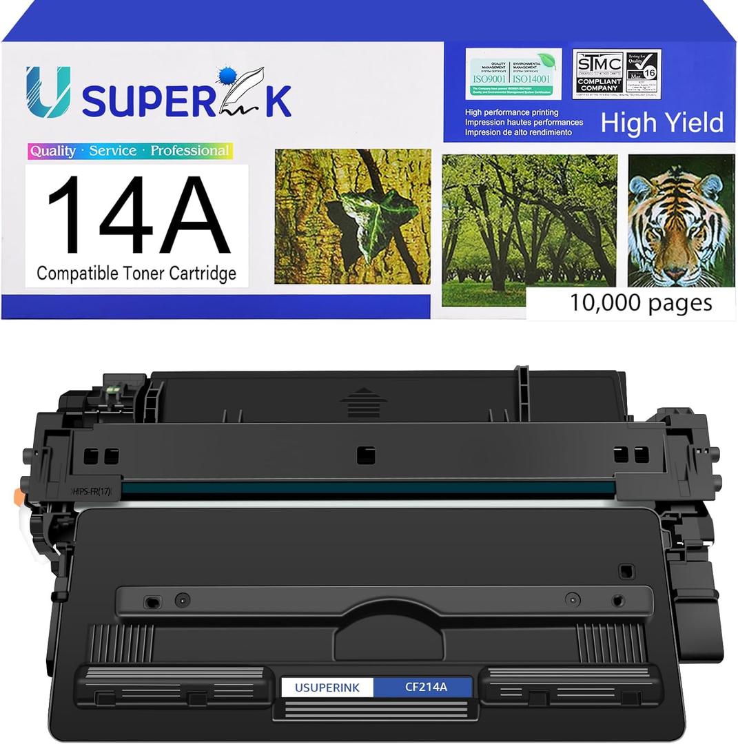 1 Pack Black Toner Cartridge Compatible for CF214A 14A use in Laserjet Enterprise 700 M712 M725 M712dn M712n M712xh MFP M725dn M725f M725z Printer (10,000 Pages High Yield)