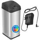 iTouchless 13 Gallon Automatic Sensor Touchless Trash Can with AC Adapter and Odor Control System Stainless Steel, Extra-Wide Lid Opening Kitchen Garbage Bin