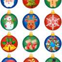 Lucleag 360 PCS Christmas Ornament Ball Stickers, 12 Styles with Christmas Elements for Kids, Envelope Seals, Card, Candy & Gift Present Decorations