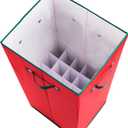 Wrapping Paper Storage Box- Holds 20 Rolls of 30 Gift Wrap-Upright Container with Lid, Dividers & Handles-Christmas & Birthday Wrap by Elf Stor (Red)