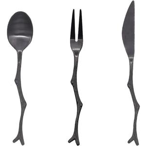DOITOOL Stainless Steel Retro Branch Flatware Set 3-Piece Knife Fork Spoon for Halloween Christmas Party Tableware