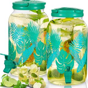 Norme 2 Pcs 1 Gallon Plastic Drink Dispenser Jungle Leaves Theme Iced Beverage Dispenser Tea Jar with Spigot and Carrying Lid Clear Dispenser for Fridge Bar Summer Party Norme 2 Pcs 1 Gallon Plastic Drink Dispenser Jungle Leaves Theme Iced Beverage Dispenser Tea Jar with Spigot and Carrying Lid Clear Dispenser for Fridge Bar Summer Party