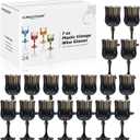 XUWAIDSGN 7oz Plastic Vintage Wine Glasses Drinking Glasses Unbreakable Wedding Glassware Crystal Water Goblets Reusable Drinkware Vintage Champagne Flutes (24, Black)