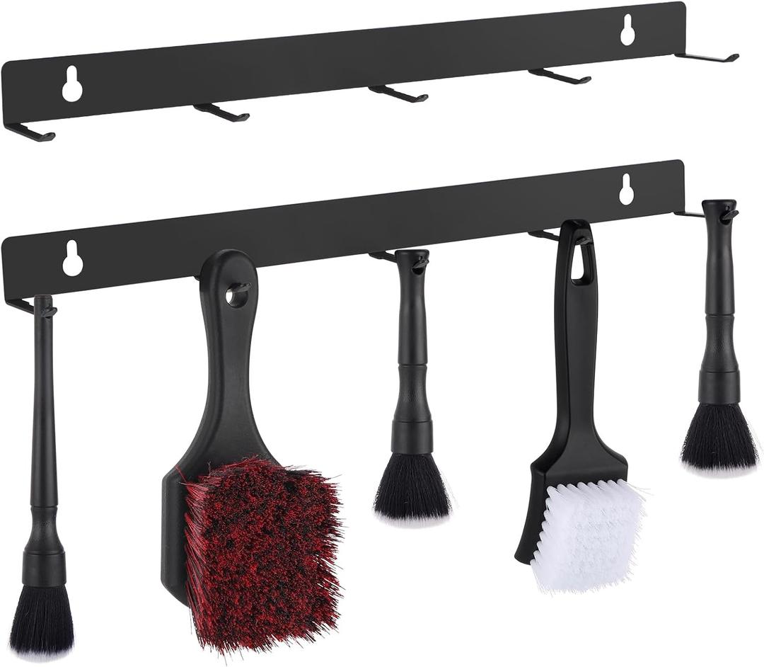 MOLIGOU 2 Pcs Detailing Brush Hanger, Wall Mount Car Detailing Brush Organizer, Detailing Brush Hanging Rack with 5 Hooks