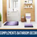 OLANLY Soft Microfiber Bathroom Toilet Lid Cover, Machine Washable Covers, 17.5x15, Stays in Place Rubber Backing, Fits Most Round, Elongated and Oblong Lids, Accessories Decor, Violet