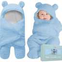 BlueMello Baby Swaddle Blanket | Ultra-Soft Plush Essential for Infants 0-6 Months | Receiving Swaddling Wrap Blue | Ideal for Baby Boy Accessories and Newborn Registry | Perfect Baby Girl Shower Gift