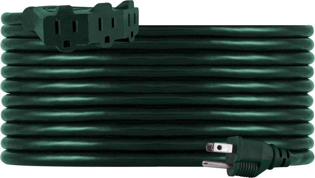 Philips 25 Ft Outdoor Extension Cord, 3 Outlet Block, Use in Garage, Shed, Office or Home, Green, SPS1037GF/27