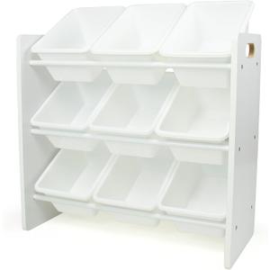 Humble Crew Toy Storage Organizer with 9 Removable Storage Bins for Kids Playroom, 3-Tier Toddler Toy Organization and Storage, White/White, 65.5 x 28 x 60 cm