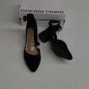 DREAM PAIRS ANNEE Pointed Toe Low Chunky Heels Pump Shoes Black 8.5
