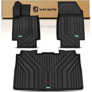 YHTAUTO Floor Mats Fit for Tesla Cybertruck 2023 2024 2025 TPE All Weather Custom Fit Floor Liners Anti-Slip Odorless, Cybertruck Accessories Car Mats 1st & 2nd Row Black