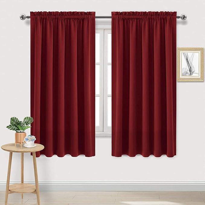 Burgundy Room Darkening Blackout Curtains 100% Polyester, 62 x 43 Inch
