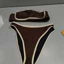 SUUKSESS Women Bandeau High Waisted Bikini Set Cheeky High Cut 2 Piece Swimsuits (Brown, S)