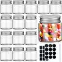 2oz Mini Mason Jars, 15 Pack Wide Mouth Clear Glass Jars with Lids, Labels and Marker Pen, Great Sealing Mason Canning for Food Storage, Spice, Jam, Honey, Jelly