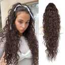 Ponytail Extension - 30 Inch Long Curly Pony Tails Hair Extensions, Claw Clip Ponytail Extension, Soft Synthetic Hair Pieces for Women (Color:Dark Brown)