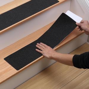 MBIGM 12-Pack Non-Slip Outdoor Stair Treads - Anti Slip 6" X 24" Grip Tape Adhesive Strips - Heavy Duty Traction for Steps, Staircase, Deck