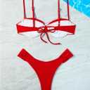 SweatyRocks Women's Two Piece Swimsuit Ruched High Cut Mid Rise Bikini Sets Swimwear (Red, S)