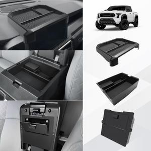 Muslogy Center Console Organizer Compatible with 2024 2025 Toyota Tacoma 4th Gen Accessories Interior Storage Box Insert Tray Phone Pocket(Dash Tray for 8-inch Screen+Console Organizer+Hidden Box)