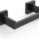 BATHDANE Black Toilet Paper Holder Wall Mount -Square Stainless Steel Rustproof Double Post Pivoting Tissue Roll Holder for Bathroom, Commercial Toilet Paper Dispenser, Matte Black