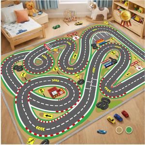 31"x47" Kids Rug Play Mat Soft & Non-Slip Car Rugs City Map Play MatCar Rugs for Kids Toy Cars Race Track for Classroom RugPlay Learn and Have Fun Safely