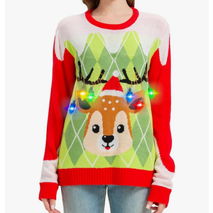 MGparty Ugly Christmas Sweater for Women 2025 Christmas Cute Light Up Sweaters Holiday Party Novelty Funny Pullover Size XL