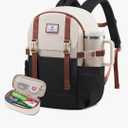 LOVEVOOK School Backpack for Teen Girls, Waterproof Travel College Bookbag for Middle High School with Large Cup Holder & Pencil Case, Fits 15.6'' Laptop, Cute Aesthetic Kids Student Backpack