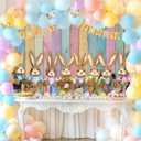 Easter Backdrop Colorful Wood Photography Backdrop Rabbit Eggs Grass Spring Background Banner Easter Party Decoration Kids Birthday Baby Shower Photo Booth Props (8X6FT)