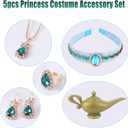 Princess Costume Accessories  Arabian Princess Dress-Up Jewelry Set with Magic Lamp, Headband, Necklace, Earrings & Ring  Halloween Cosplay Supplies, Birthday Gifts