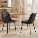 VASAGLE Dining Chairs Set of 2, Upholstered Kitchen Chairs, Synthetic Leather, Max. Load 264 lb, Steel Legs, Curved Backrest, for Dining Room, Dove Gray and Ink Black ULDC090BH02