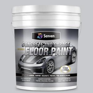 SENVEN 5 Gallon Acrylic Concrete & Garage Floor Paint Silver Gray, Interior/Exterior Concrete Paint for Basement Floors, Porches, Driveways Concrete Coating for Decks Semi Gloss, 640 Fl Oz