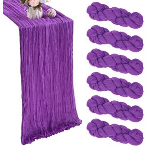 6 Pack Purple Cheesecloth Table Runner 35x120 Inch Gauze Rustic Boho Table Runner 10FT Cheese Cloth for Spring Wedding Decor Birthday Party Bridal Baby Shower Table Decoration