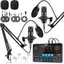 SIBORIE-H500+BM800 Podcast Equipment Bundle for 2-Includes All-in-one Audio Interface with Premium Mic Preamp, XLR Condenser Microphone, and 3.5MM Mic for Podcast Recording, Streaming, DJ