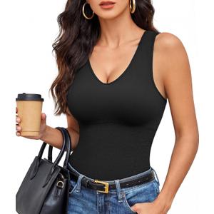 YERKOAD Bodysuits for Women Tummy Control Sleeveless Seamless Shapewear | Sleeveless Seamless Bodysuit, Breathable, V-Neck Tummy Control, 360 Waist Cinching, Versatile Daily Wear L