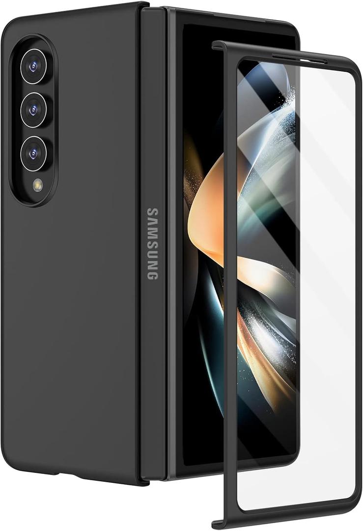 Ruky for Galaxy Z Fold 4 Case, Full Body Cover with Built-in Screen Protector Hard PC Ultra-Thin Anti-Scratches Shockproof Protective Phone Case for Samsung Galaxy Z Fold 4, Black
