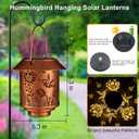Solar Lantern Outdoor Hanging Lights Gifts for Women Mom Metal Garden Decor Outside Waterproof LED Lanterns for Patio(Hummingbird-2P)