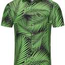 KYKU Funky Hawaiian Shirts for Men Summer Vacation Beach Clothing Green Palm XL (XL)