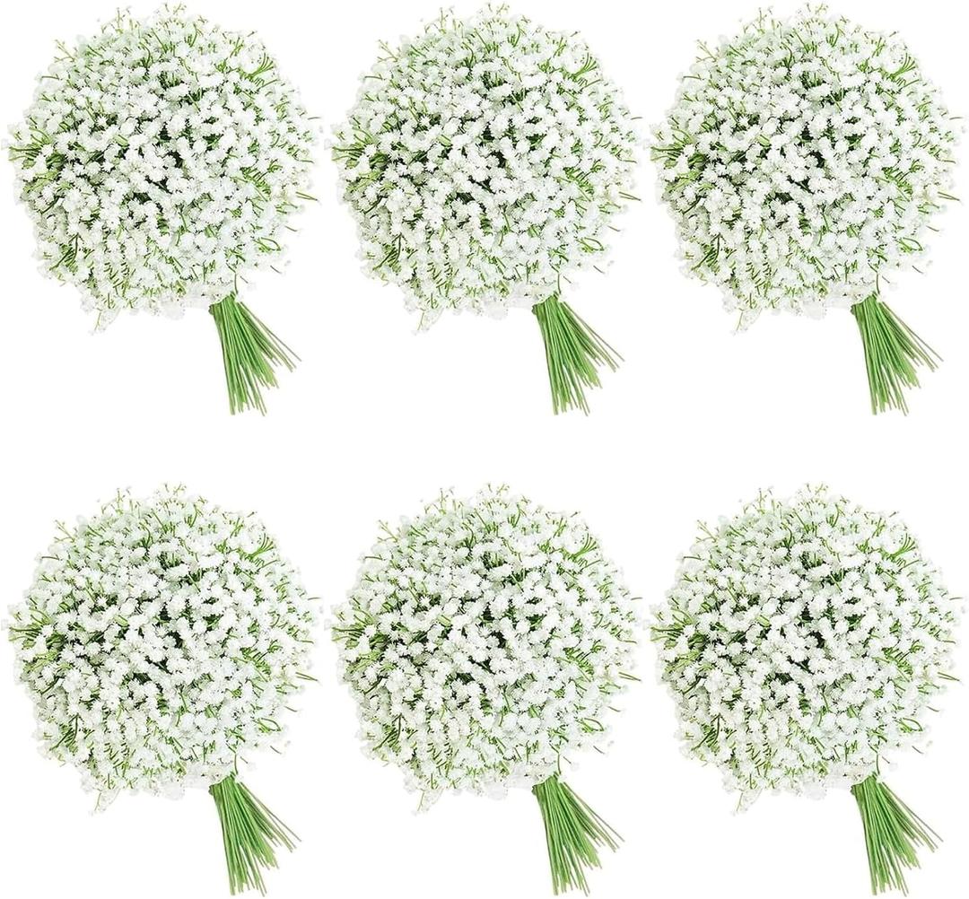 120 Pcs Babys Breath Artificial Flowers, White Babys Breath Flowers Artificial Bulk Real Touch Flowers for Wedding Party Home Garden Decoration