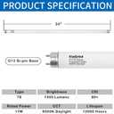 8 Pack 24 Inch F17T8/CW Fluorescent Light Bulb, T8 17 Watt, 4100K Cool White, T8 2FT Fluorescent Replacement Tube, G13 Medium Bi-Pin Base