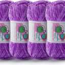 4 Skeins Soft Chunky Chenille Yarn, Plush Velvet Yarn for Hand Knitting and Crocheting, Fluffy Yarn for Crochet Blankets, Scarves, Hats43.5oz, 4131.2yds (Purple)