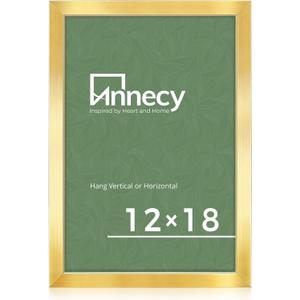Annecy 12x18 Picture Frame Gold1 Pack, 12x18 Frame for Wall Decoration, Classic Gold Minimalist Style Suitable for Decorating Houses, Offices, Hotels