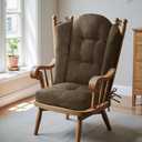 Wingback Rocking Chair Cushion - Small 17"x17" Seat & 26.7"x22.2" Back, for Indoor Rockers, Glider & Adirondack Chair Cushions, High-Density Sponge, Comfort Chenille with Ties (Deep Brown, 2-Piece)