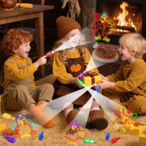 Thanksgiving Party Favors for Kids, 35Pcs Turkey Light Up Finger Lights Toys Bulk Goodie Bag Pinata Fillers Treats Glow in the Dark Gifts Fall Thanksgiving Party Supplies Classroom Prizes Party Decor