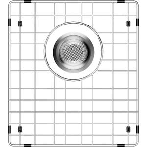 Sink Rack,Sink Protector for Kitchen Sink,Stainless Steel Sink Grid for Bottom of Sink 13"W x 15"L,Metal Sink Grate with Strainer,Rear Drain for Single Bowl with Corner Radius, 1 Pack