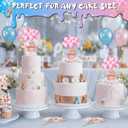 25PCS Moon Baby Bear Cupcake Topper and Bear Acrylic Cake Topper, Jungle Animal Theme Cupcake Party Supplies for Baby Shower Decorations Newborn Party Supplies (Pink)