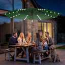 AreShark 9FT Patio Umbrella with Solar Lights, 32 Lighted Pool Umbrella w/Tilt and Crank, Outdoor Market Solar Umbrellas for Garden, Deck, Backyard, Pool and Beach, Dark Green