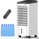 Windowless Portable Air Conditioners with Remote, Ventless Ac Unit Ductless Air Cooler, Hoseless Quiet Evaporative Oscillating Swamp Cooler, 6 Ice Box for Bedroom Indoor Outdoor Office Room