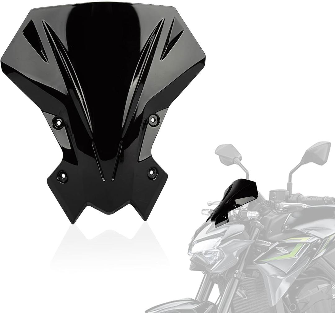 Windshield for Z900 - PSLER Windshield Windscreen Baffle Air Wind Deflector Front Flyscreen for Z900 2020-2024 Z650 2021-2024(Black)