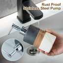 Dish Soap Dispenser Set with Silicone Funnel, Hand Soap, Shampoo, Body Wash, Ceramic Liquid Soap Dispenser for Kitchen and Bathroom Countertops, Stainless Steel Pump, Non Slip, 12 Oz, Black