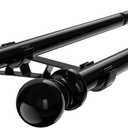 1 Inch Double Curtain Rods for Windows 28in-88in, Heavy Duty Decorative Drapery Rod Adjustable Black Dual Curtain Rod with Brackets for Sliding Glass Door, Patio, Bedroom, Kitchen, Bathroom