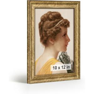 HLiWEGNS Antique Gold 10x12 Frame  Poster Frame with Aged Gold Finish  Picture Frame for 10 x 12 Artwork, Canvas Prints, Puzzles, and Wall Decor